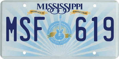 MS license plate MSF619