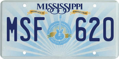 MS license plate MSF620
