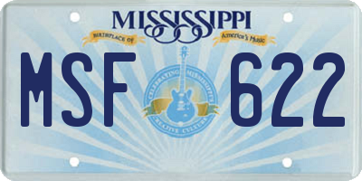 MS license plate MSF622