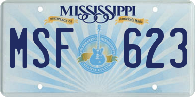 MS license plate MSF623