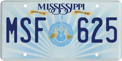 MS license plate MSF625