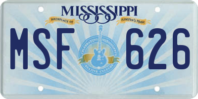 MS license plate MSF626