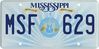 MS license plate MSF629