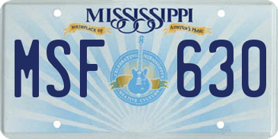 MS license plate MSF630