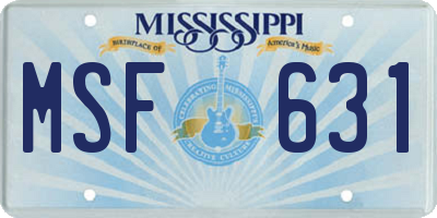 MS license plate MSF631