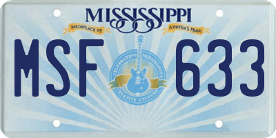 MS license plate MSF633