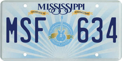 MS license plate MSF634
