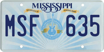 MS license plate MSF635