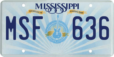 MS license plate MSF636