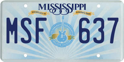 MS license plate MSF637
