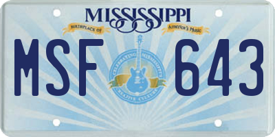 MS license plate MSF643