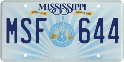 MS license plate MSF644