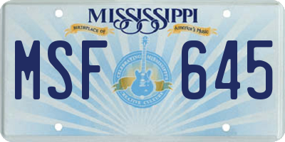 MS license plate MSF645