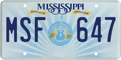 MS license plate MSF647