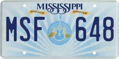 MS license plate MSF648