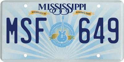 MS license plate MSF649