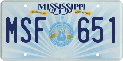 MS license plate MSF651