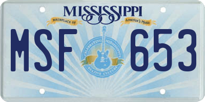 MS license plate MSF653