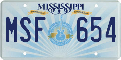 MS license plate MSF654