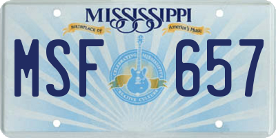 MS license plate MSF657