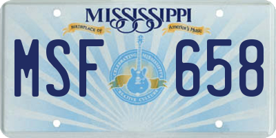 MS license plate MSF658