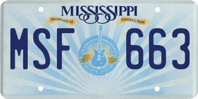 MS license plate MSF663