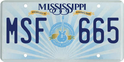 MS license plate MSF665