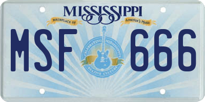 MS license plate MSF666
