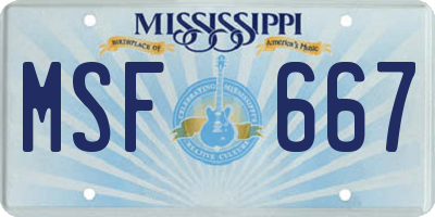 MS license plate MSF667