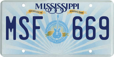 MS license plate MSF669