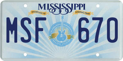 MS license plate MSF670