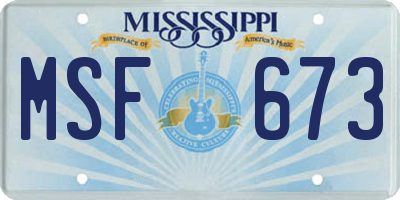 MS license plate MSF673