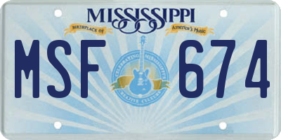 MS license plate MSF674