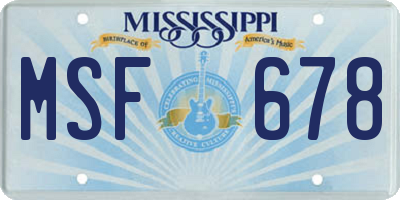 MS license plate MSF678