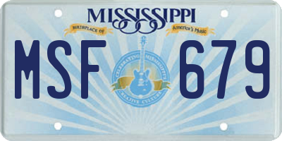 MS license plate MSF679