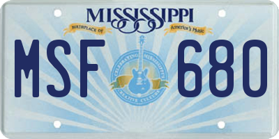MS license plate MSF680