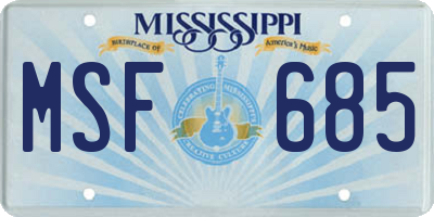 MS license plate MSF685