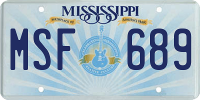 MS license plate MSF689