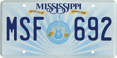 MS license plate MSF692