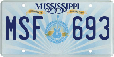 MS license plate MSF693
