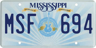 MS license plate MSF694
