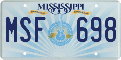 MS license plate MSF698