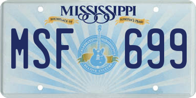 MS license plate MSF699