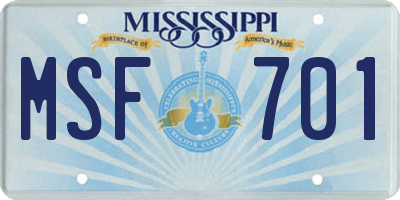 MS license plate MSF701