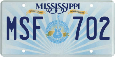 MS license plate MSF702