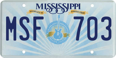 MS license plate MSF703