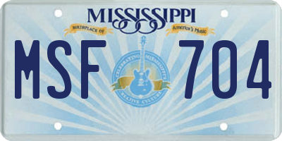 MS license plate MSF704