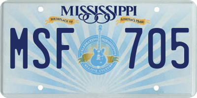 MS license plate MSF705