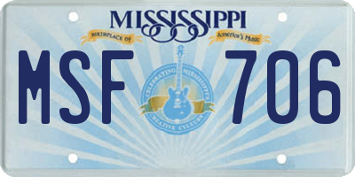 MS license plate MSF706