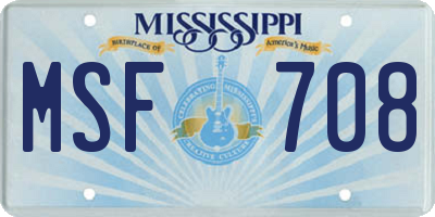 MS license plate MSF708